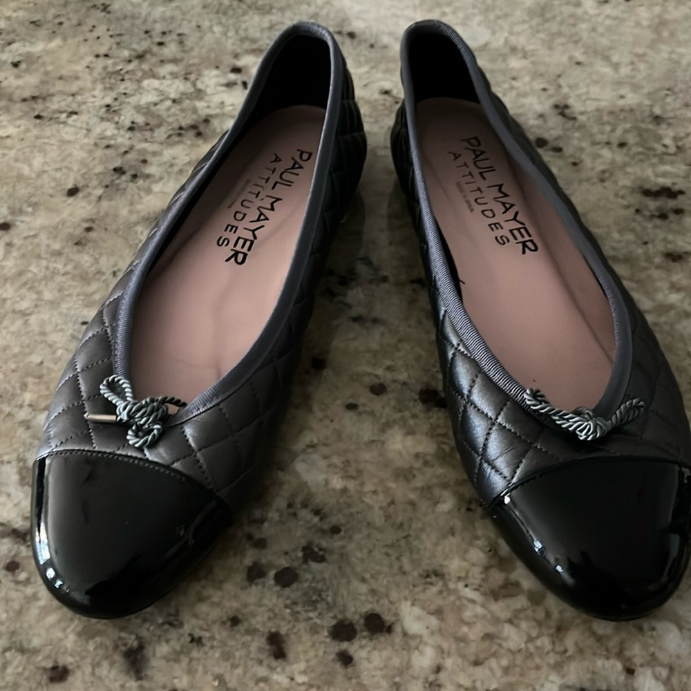 Paul Mayer Black and Gray Quilted Flats